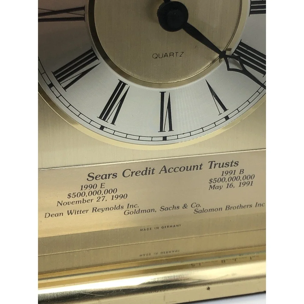 Vintage Bulova Clock Heavy‎ Brass Quartz Mantel Clock, Germany, Sears, Works!